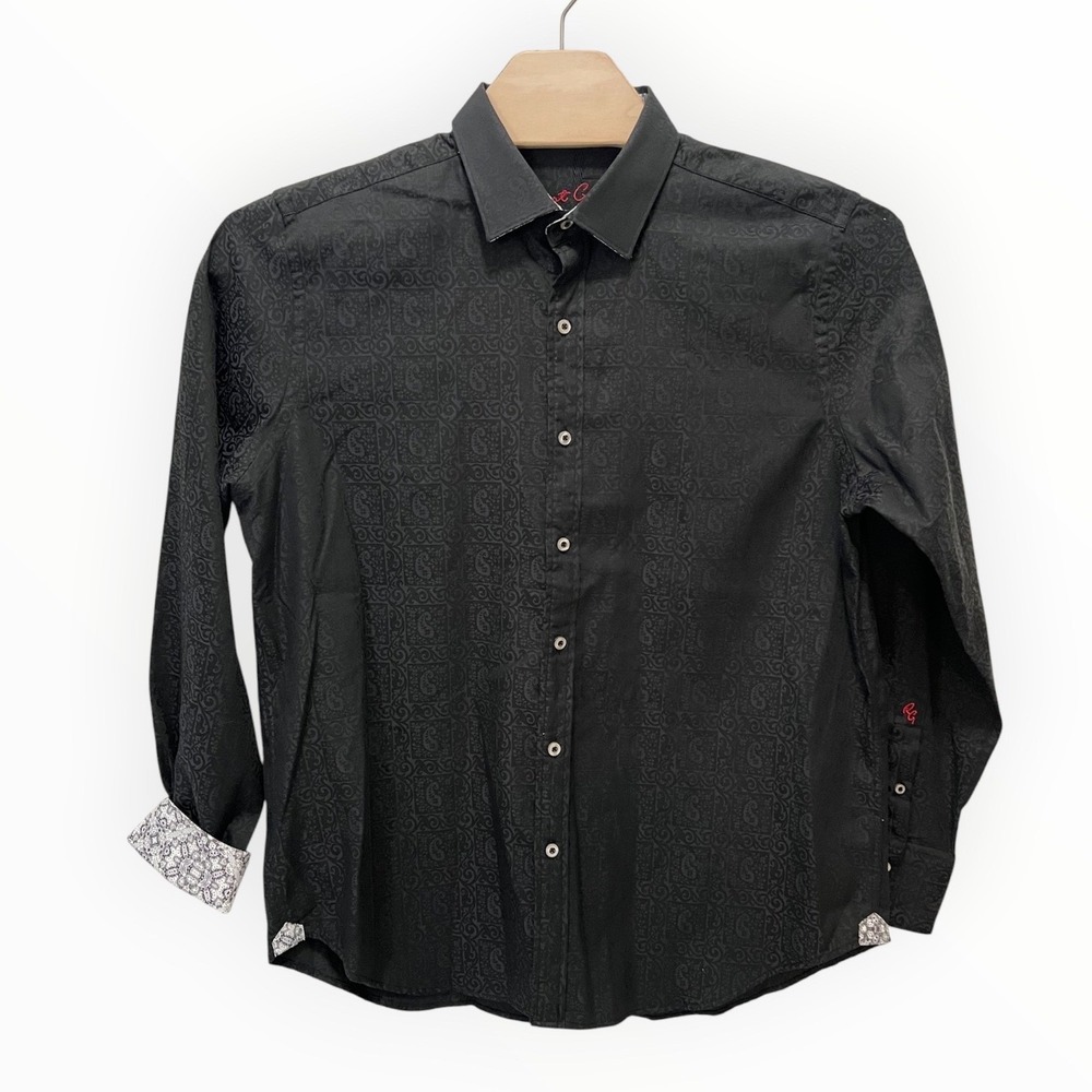 Robert Graham Mens XL Black Paisley Jacquard Long Sleeve Button Down Shirt